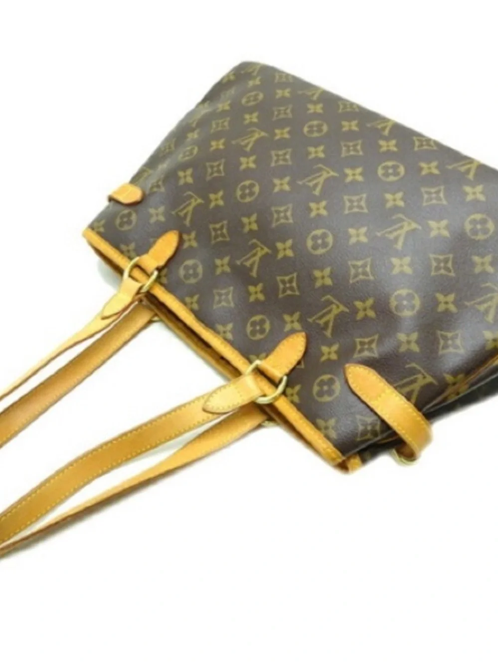 Louis Vuitton Monogram Canvas Tote with Tan Trim and Straps